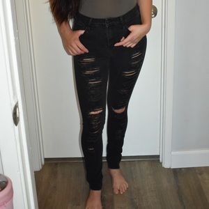 Black ripped jeans